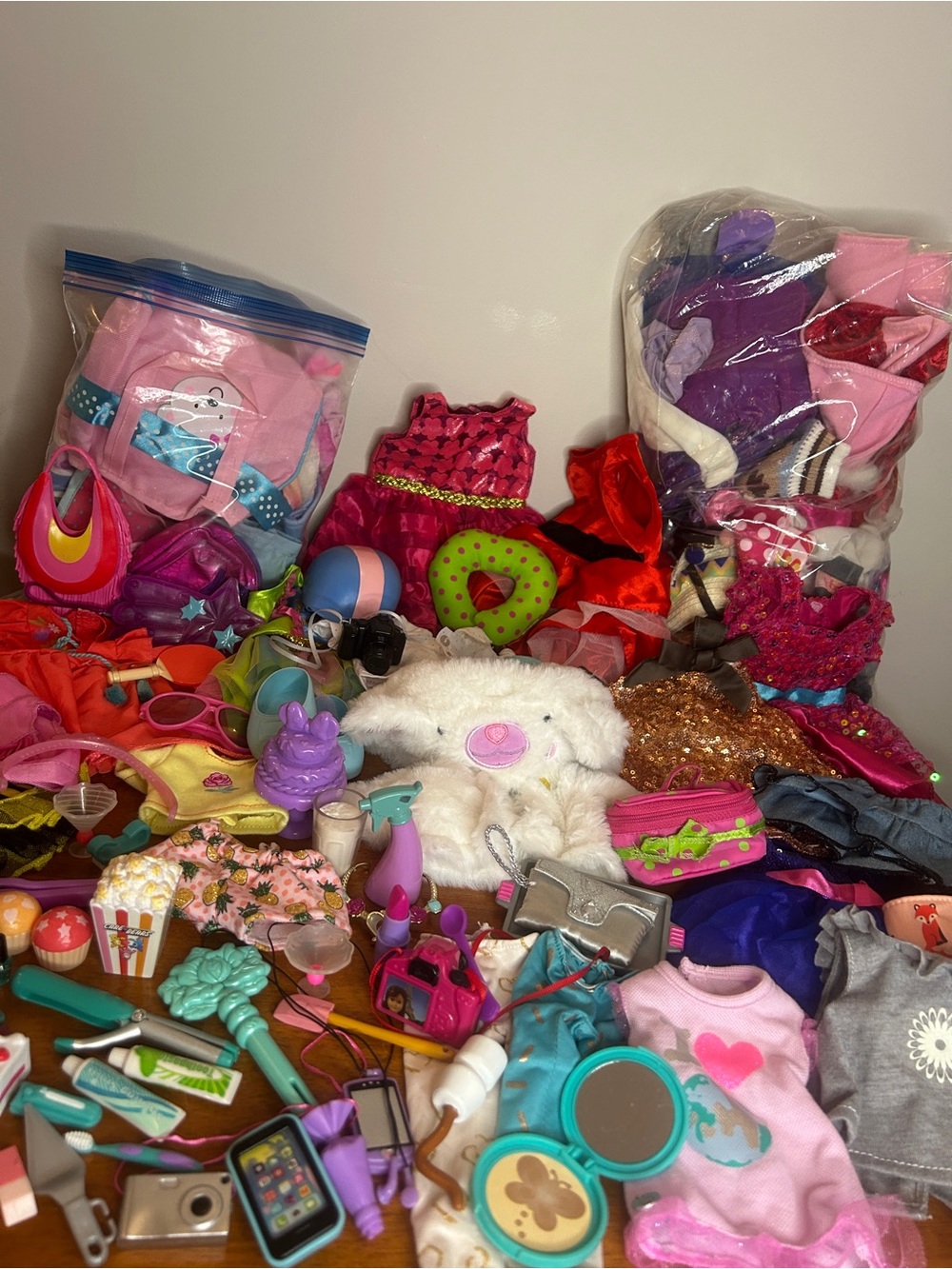 Huge miscellaneous large doll clothing and accessories lot